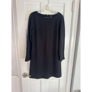 NWT's ANN TAYLOR $99 Little Black LS Gold Detail Button Sheath Dress Sz M